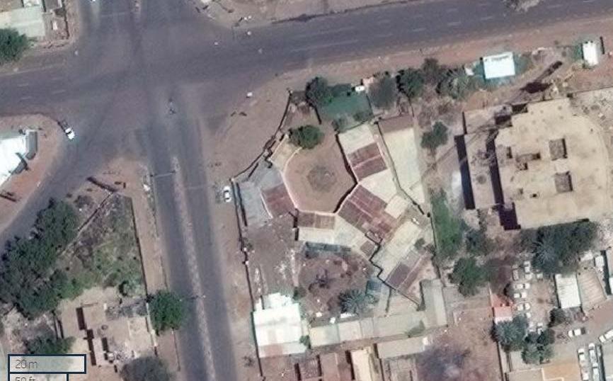 Imagery dated 12 May 2023 (right) shows conflict-related damage to the northernmost structure of the compound (orange arrow). Images dated 28 July 2023 and 31 October 2023 show further collapse of this structure.
