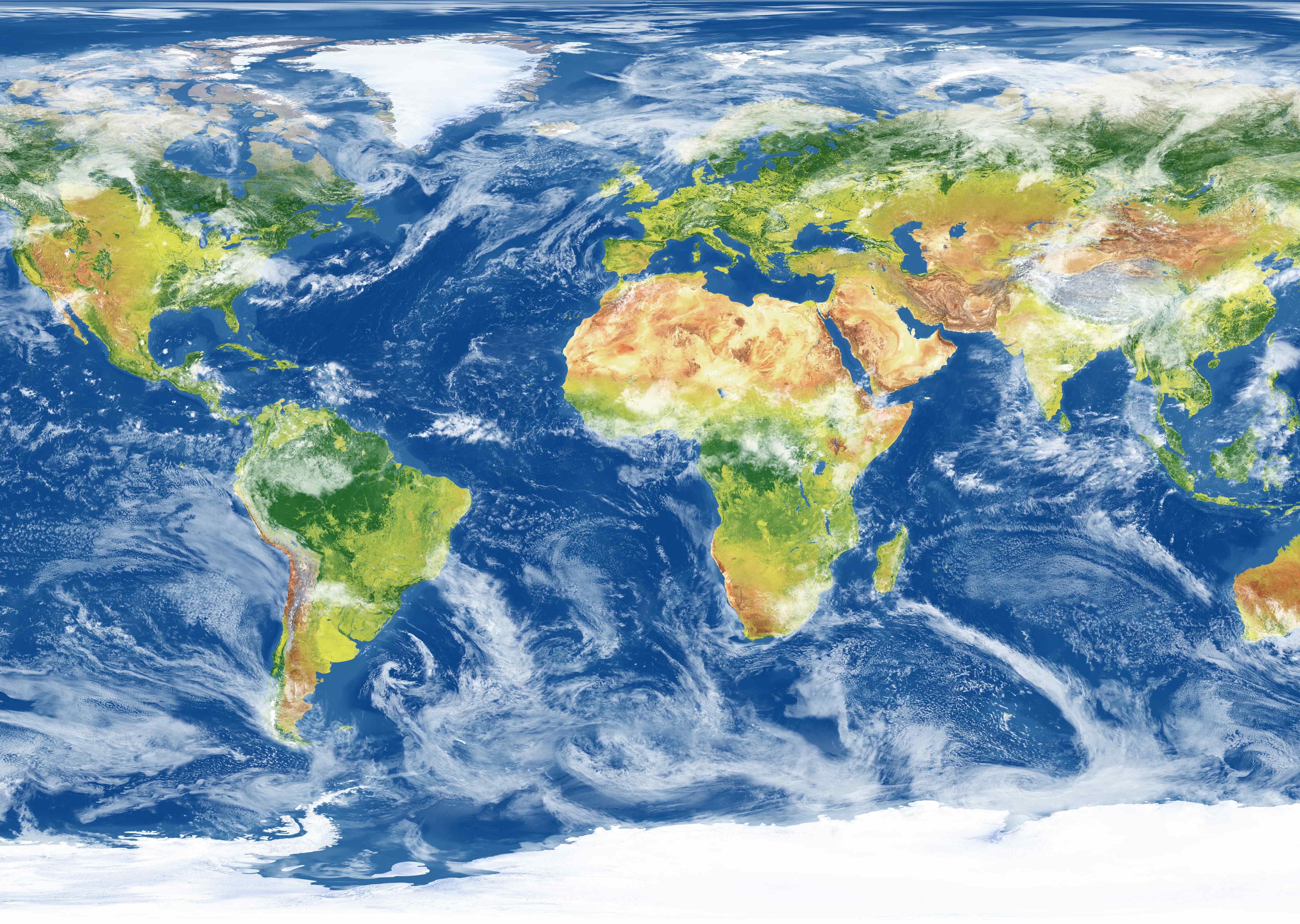 Earth map with cloud cover