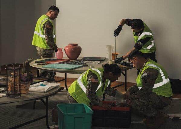 The Army’s Monuments Officers in training. They will work in a military capacity to identify and preserve cultural treasures around the world that are threatened by conflict, just like the Monuments Men of World War II.Credit...Greg Kahn for The New York Times